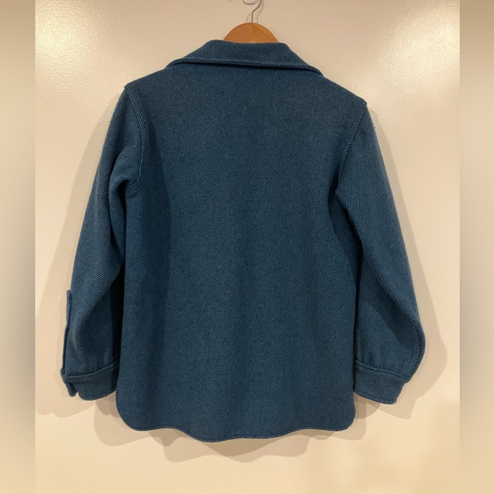 Vintage Woolrich Wool Shirt Jacket | Women’s Button-Front Shacket Blue/Green M - Picture 2 of 5